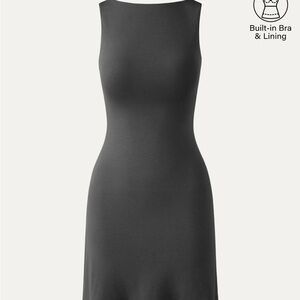 Open Back Bandless Brami Mini Dress - Charcoal